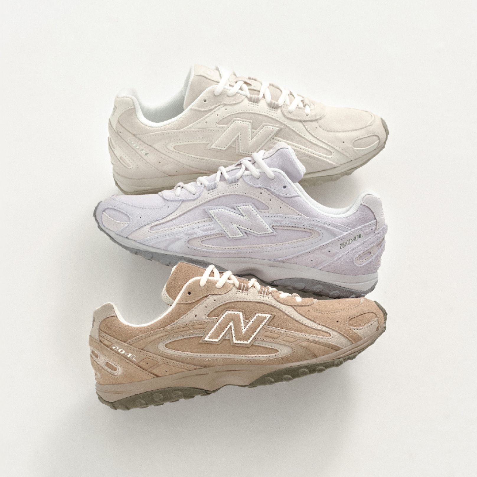 Three pairs of variously colored 204Ls on a white background